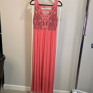 Spense‎ Pink and Black Geometric Maxi Dress